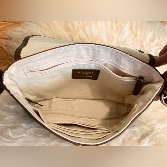 Margot Parker Turn Key Genuine Leather Crossbody Bag in Cognac. - Picture 8 of 13